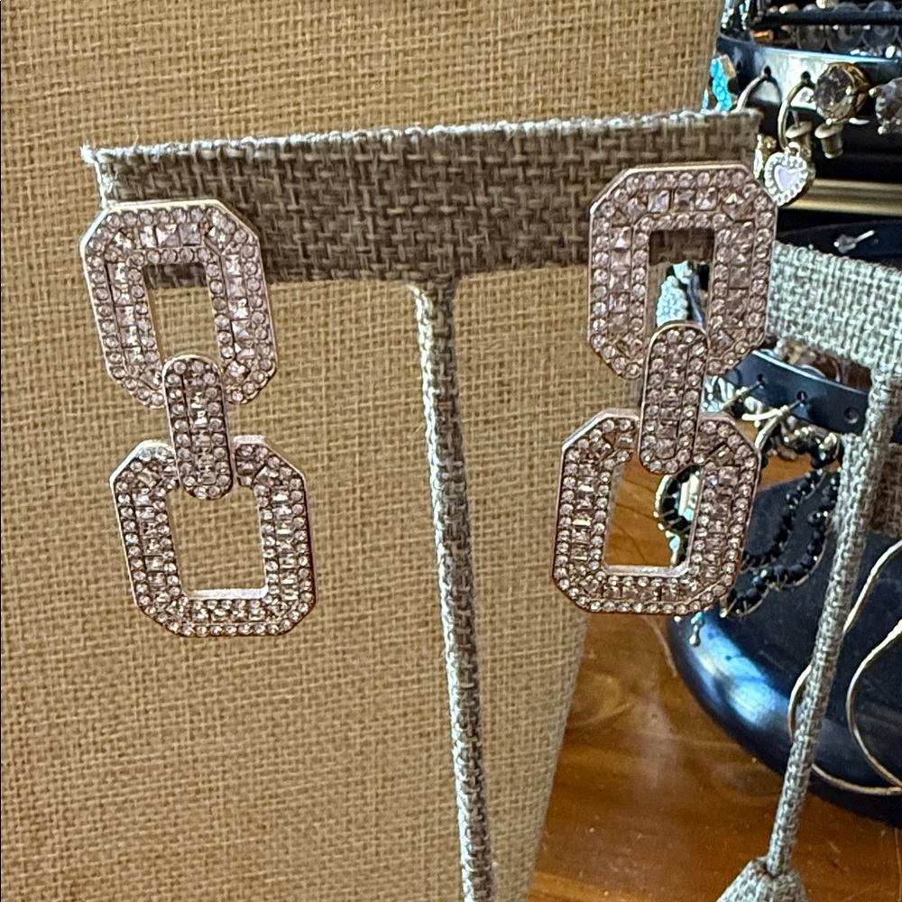 Park Lane Silver Pave Double-Link Drop Earrings